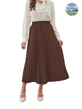 Pleated Long Skirt High Rise Casual Elegant Teacher Outfit